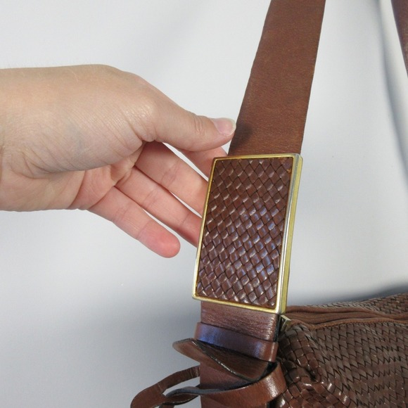 Vtg Marc & Marc by Sharif Brown Saddle Woven Geuine Leather Shoulder Bag 662 - Picture 10 of 15
